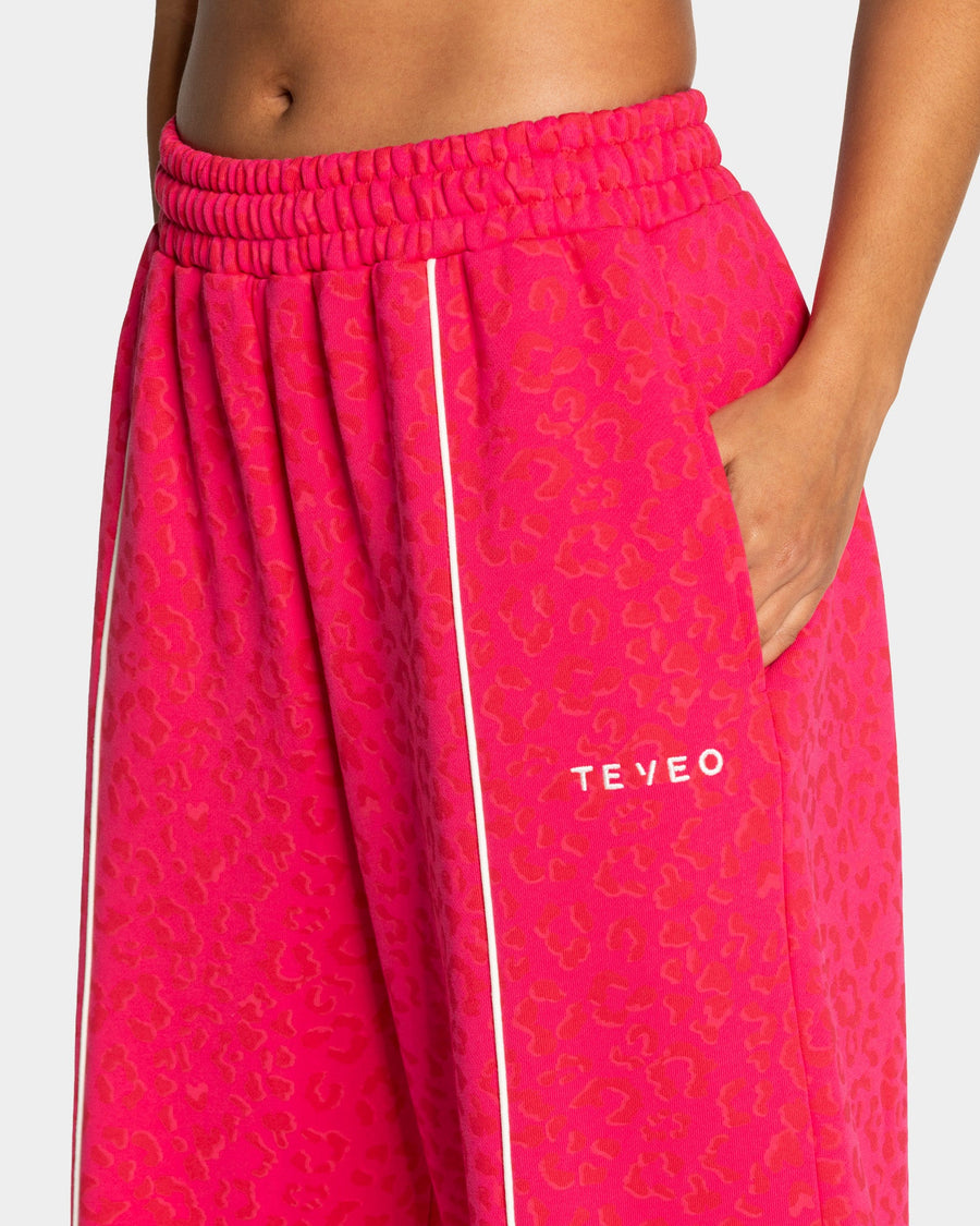 Pantalon de jogging Wide Leg Contrastline « Léopard Berry »