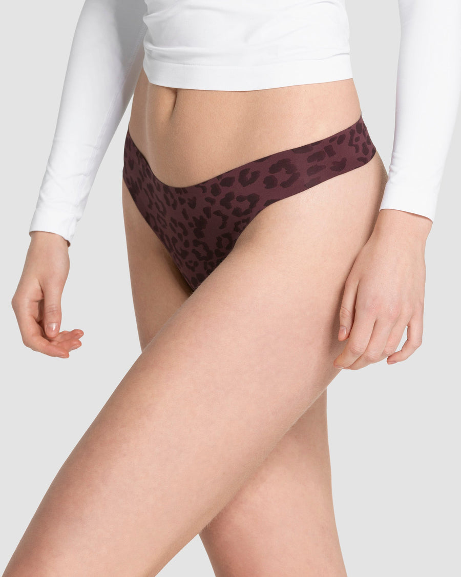 Tanga Seamless Padded (lot de 2) « Léopard Merlot »
