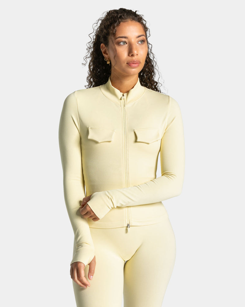 Veste de sport zippée cargo Lift « Butter Yellow »