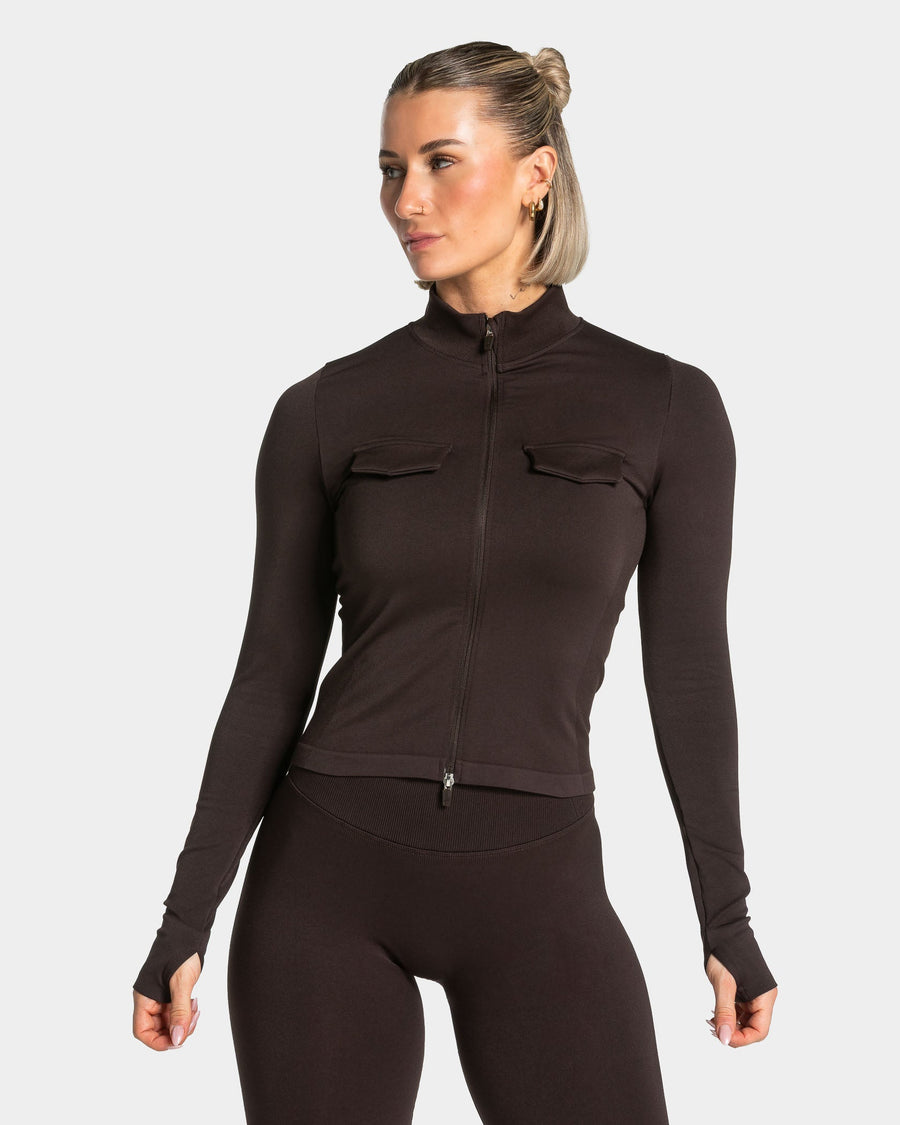 Veste de sport zippée cargo Lift « Dark Chocolate »