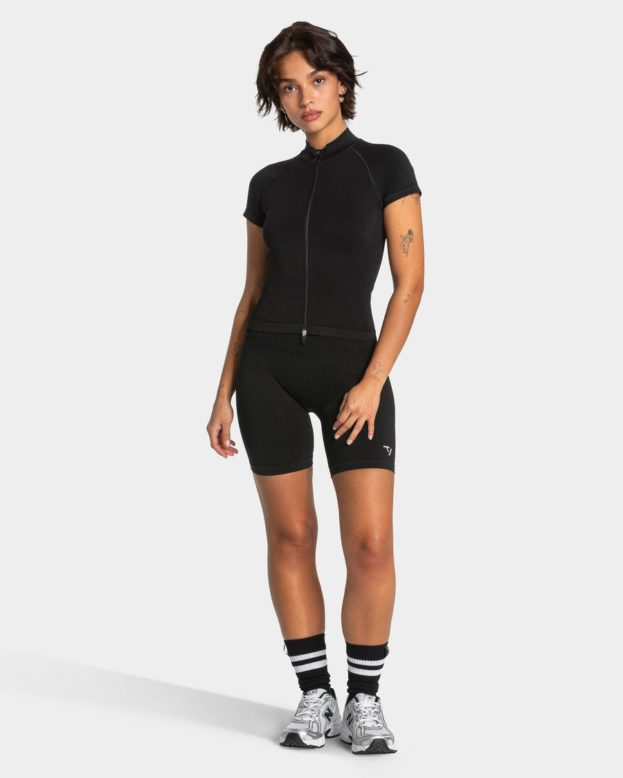 Haut à manches courtes zippé Lift « noir »