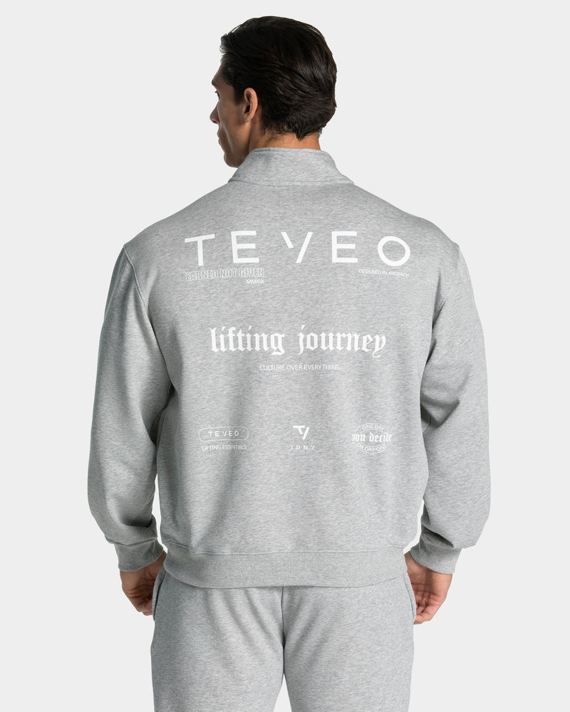 Sweat-shirt demi-zippé Lifting Journey « gris clair chiné »