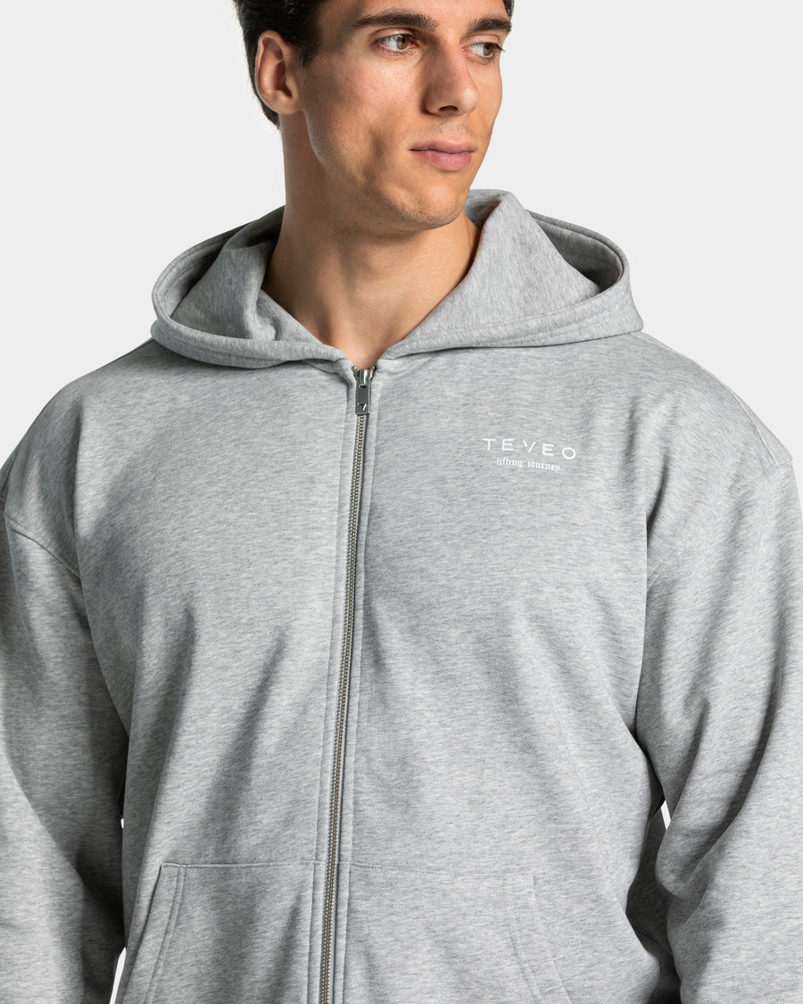 Sweat à capuche zippé Lifting Journey « gris clair chiné »