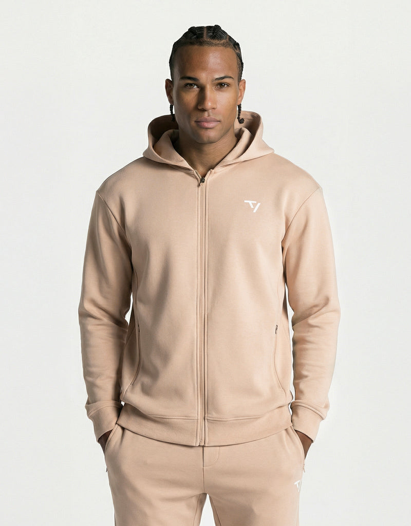 Sweat à capuche zippé Prime « beige »