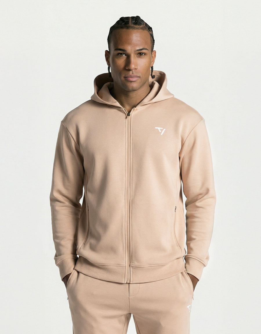 Sweat à capuche zippé Prime « beige »