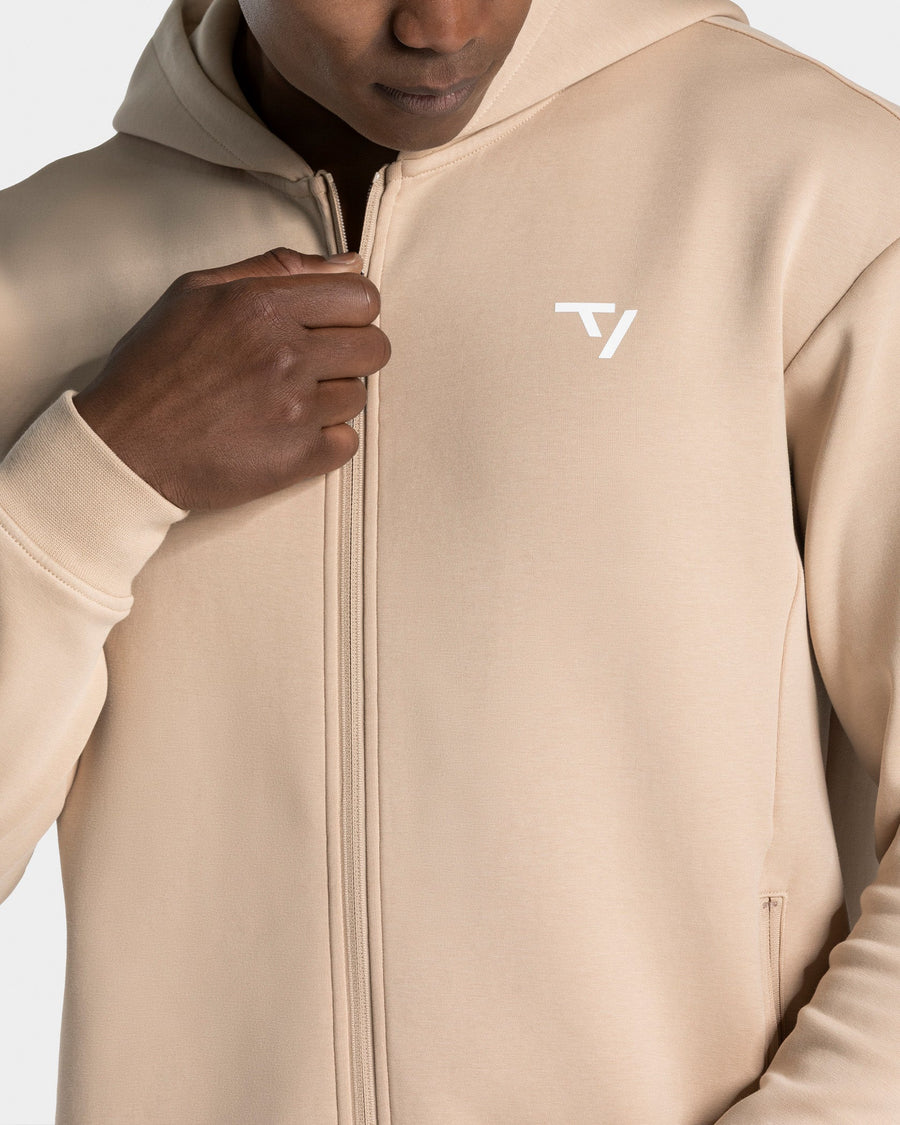 Sweat à capuche zippé Prime « beige »