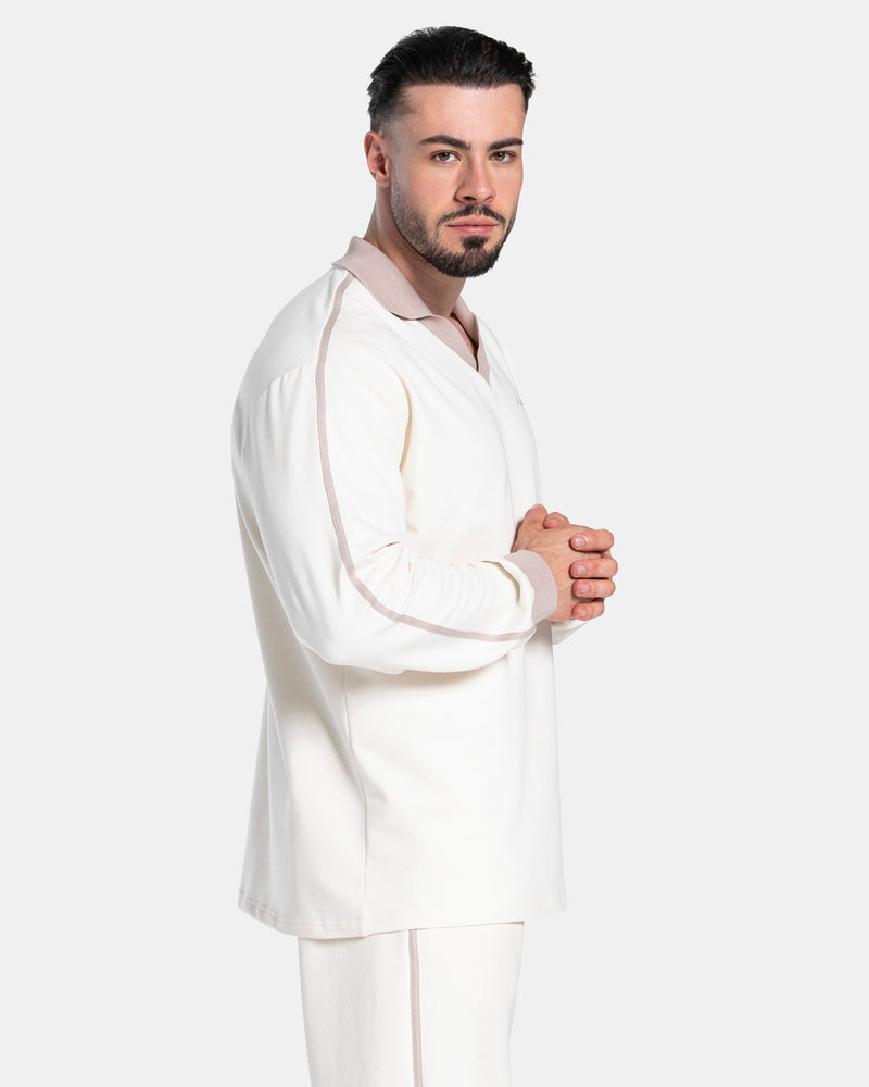 Polo à manches longues Soft « blanc cassé »