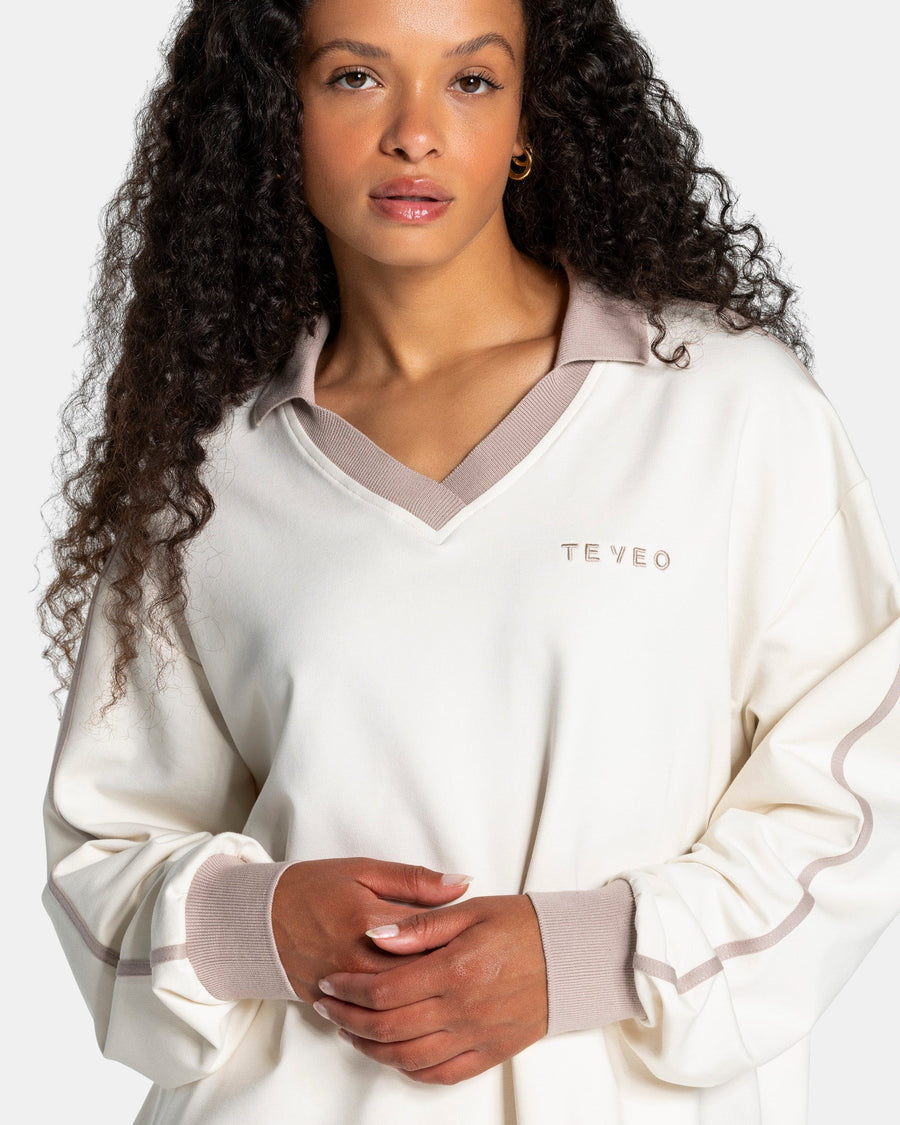Polo à manches longues Soft « blanc cassé »