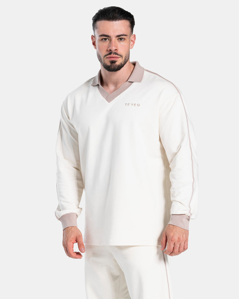 Polo à manches longues Soft « blanc cassé »