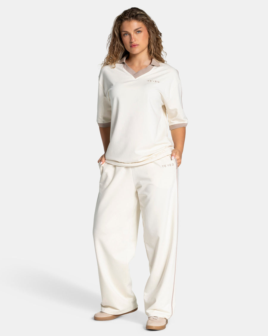 Pantalon de jogging Wide Leg coupe longue Soft « Blanc cassé »
