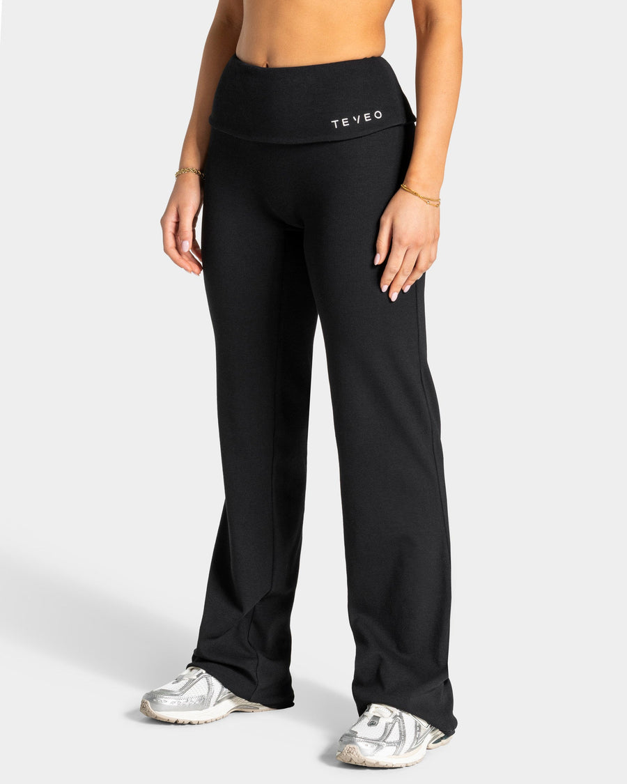Pantalon côtelé à jambe droite standard Soft Foldover « noir »