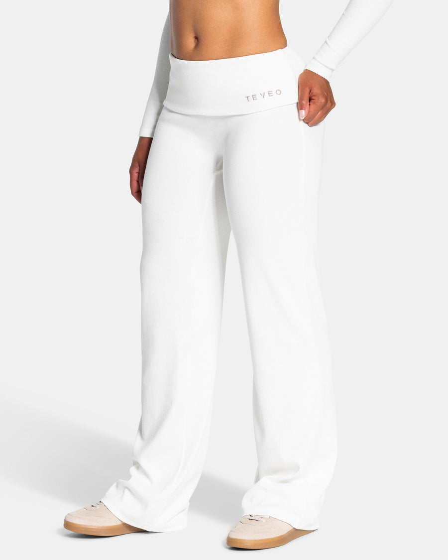 Pantalon côtelé à jambe droite standard Soft Foldover « blanc cassé »