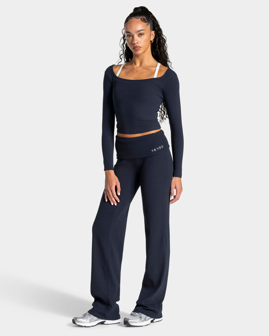 Pantalon côtelé à jambe droite standard Soft Foldover « Midnight »