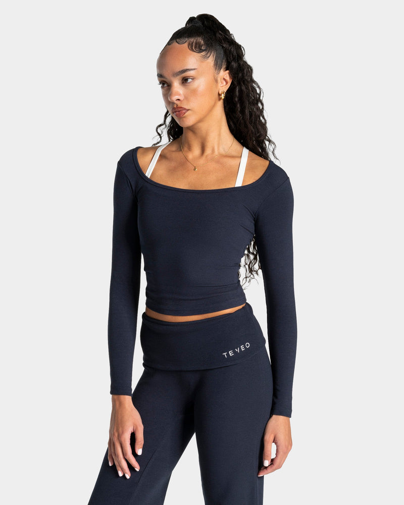 Haut côtelé à manches longues Soft « Midnight »