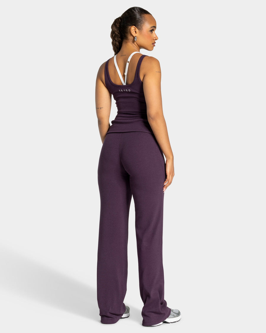 Pantalon côtelé à jambe droite standard Soft Foldover « Blackberry »