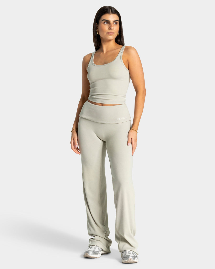 Pantalon côtelé à jambe droite standard Soft Foldover « pistache »