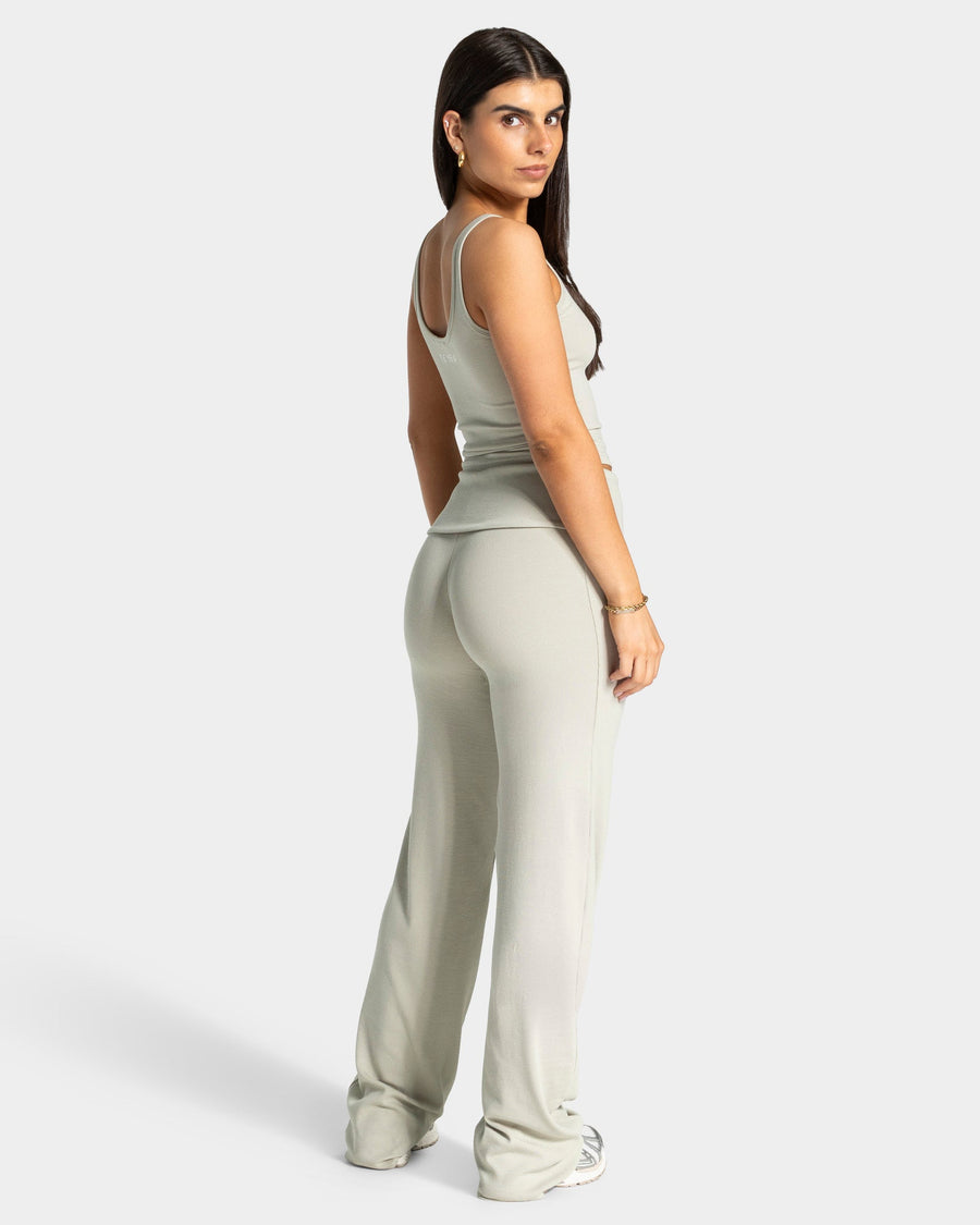 Pantalon côtelé à jambe droite longue Soft Foldover « pistache »