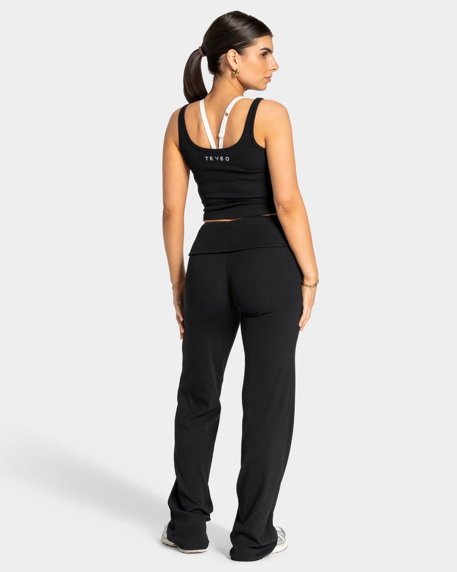 Pantalon côtelé à jambe droite longue Soft Foldover « noir »