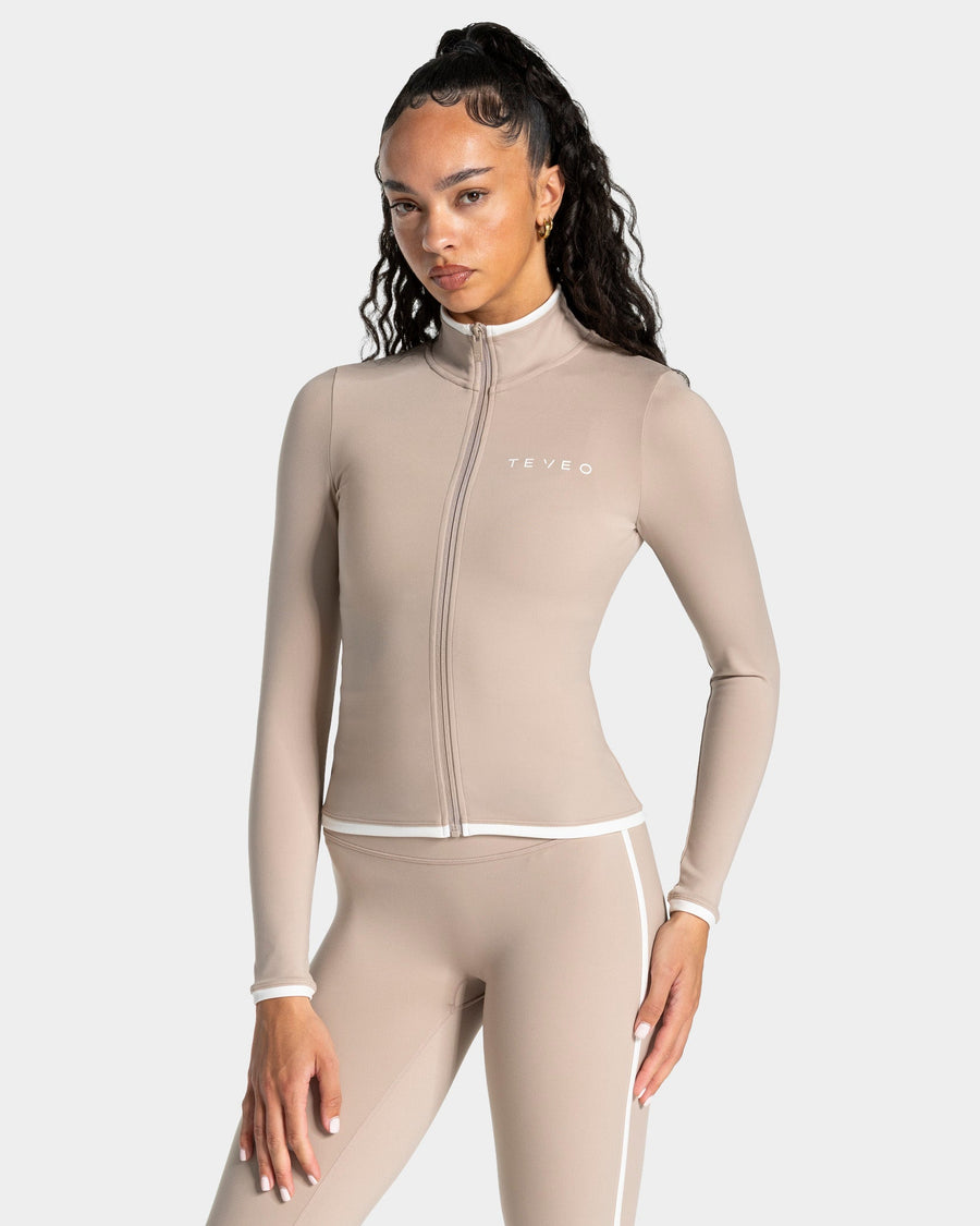 Veste de sport zippée sculptante Soft « Cappuccino »