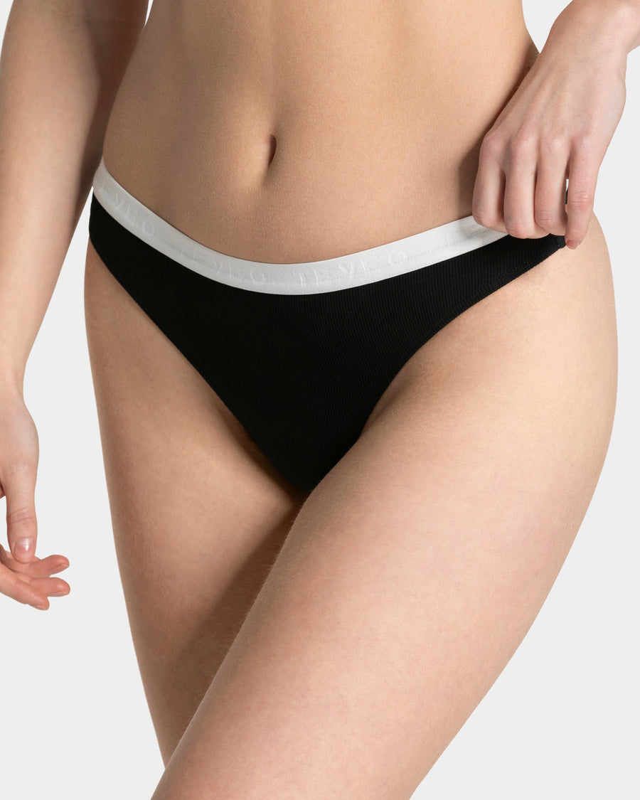 Tanga côtelé Soft « Noir »