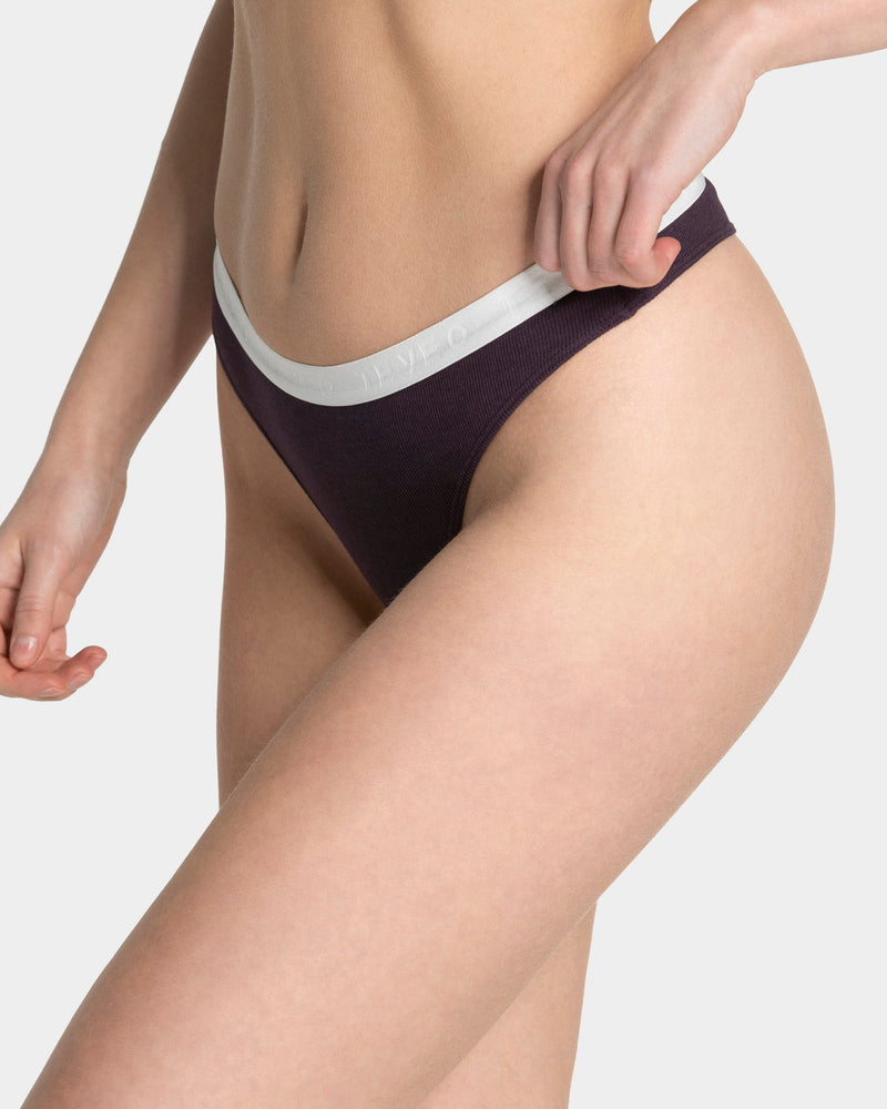 Tanga côtelé Soft « Blackberry »
