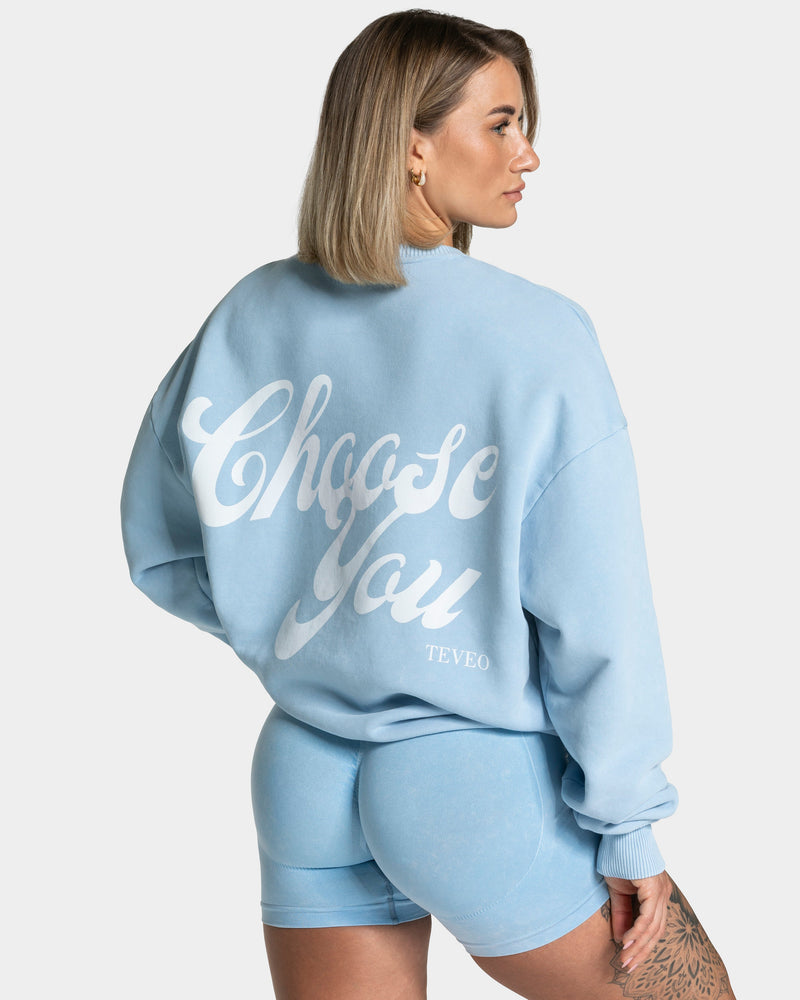 Sweat-shirt Acid oversize « bleu layette »