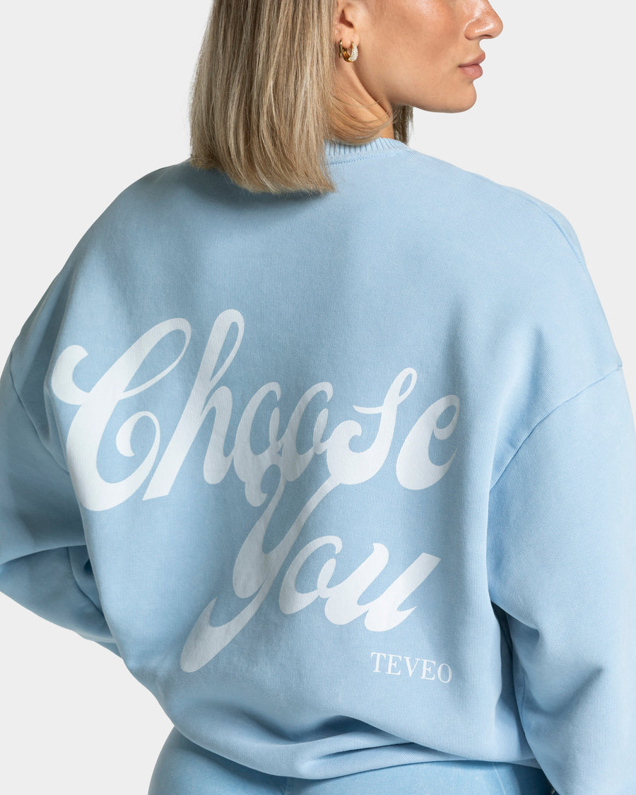 Sweat-shirt Acid oversize « bleu layette »