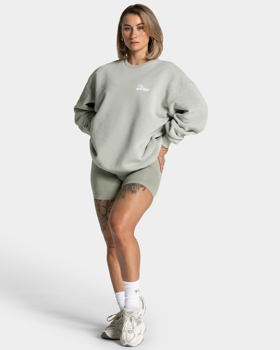 Sweat-shirt Acid oversize « vert sauge »