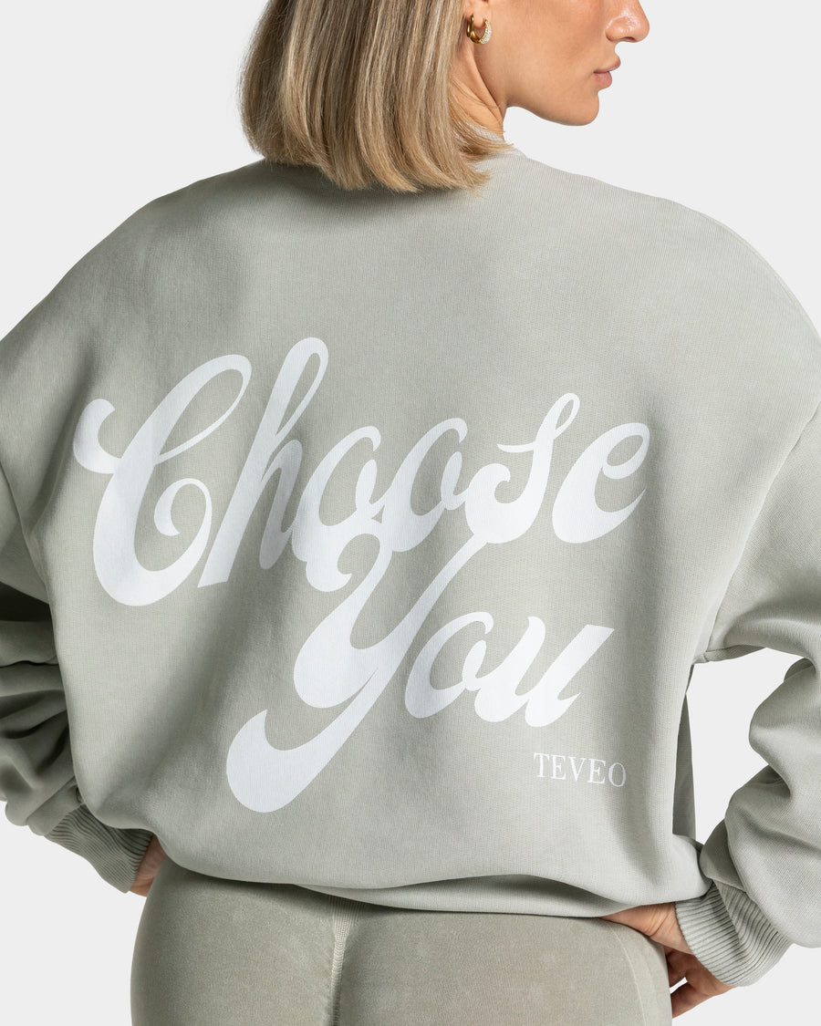 Sweat-shirt Acid oversize « vert sauge »