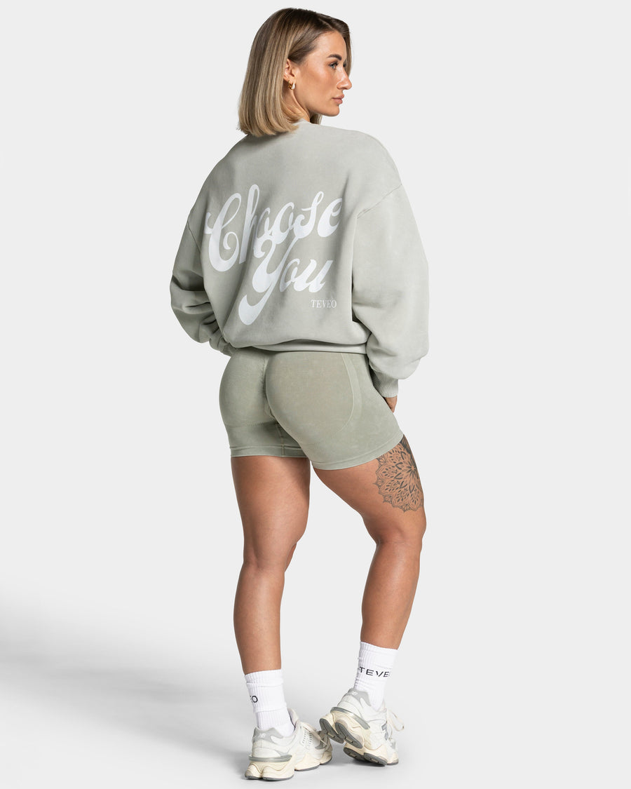 Sweat-shirt Acid oversize « vert sauge »