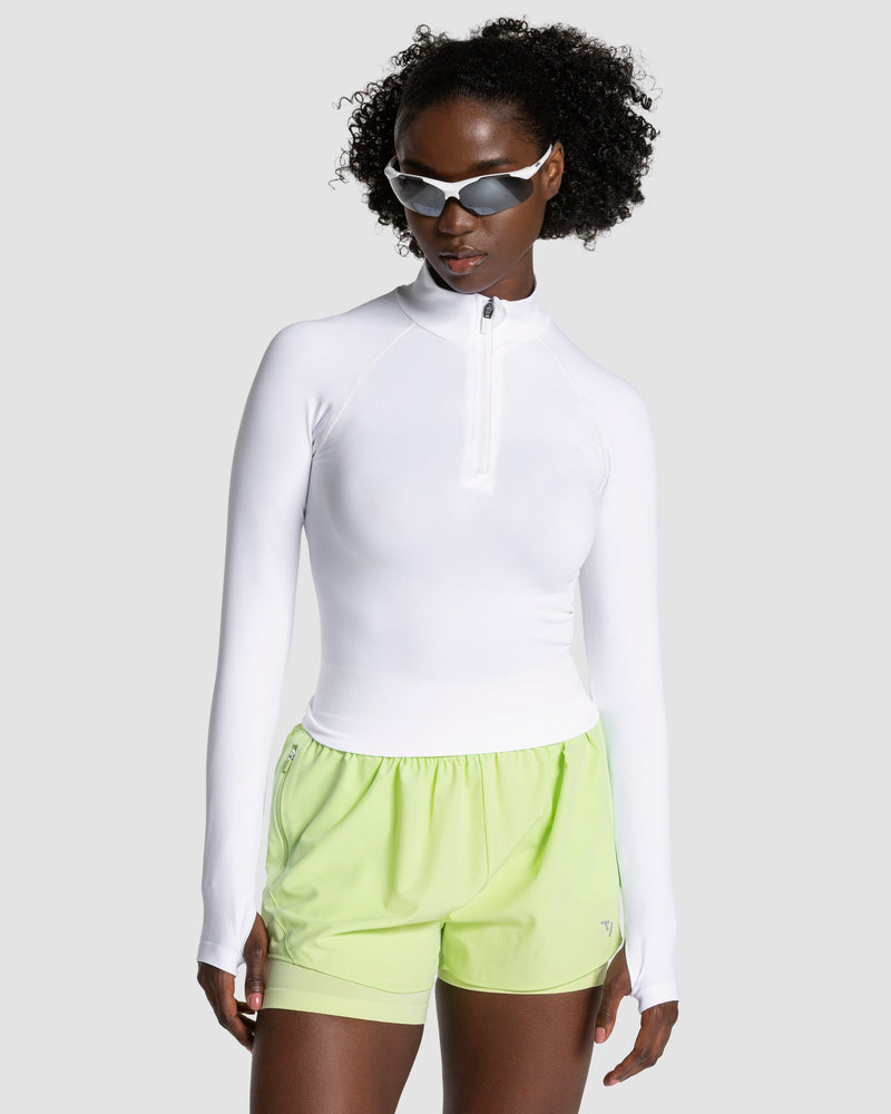 Half zip END Running « blanc »