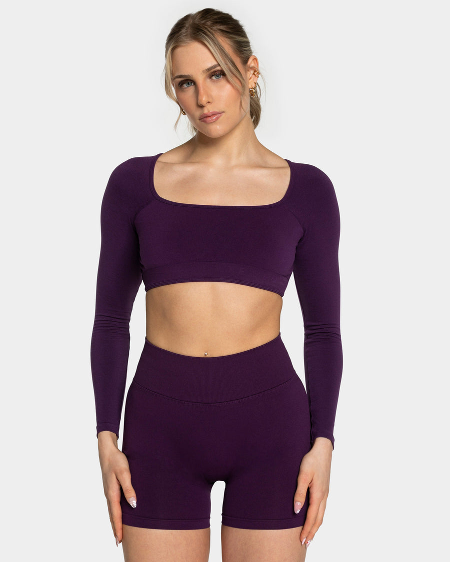 Haut à manches longues Backless Femme « aubergine »