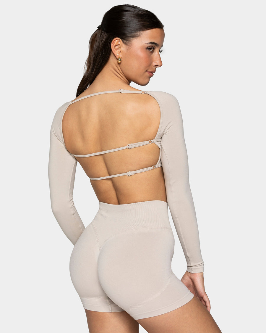 Haut à manches longues Backless Femme « cream »