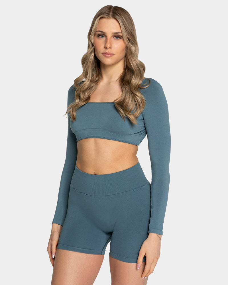 Haut à manches longues Backless Femme « teal »
