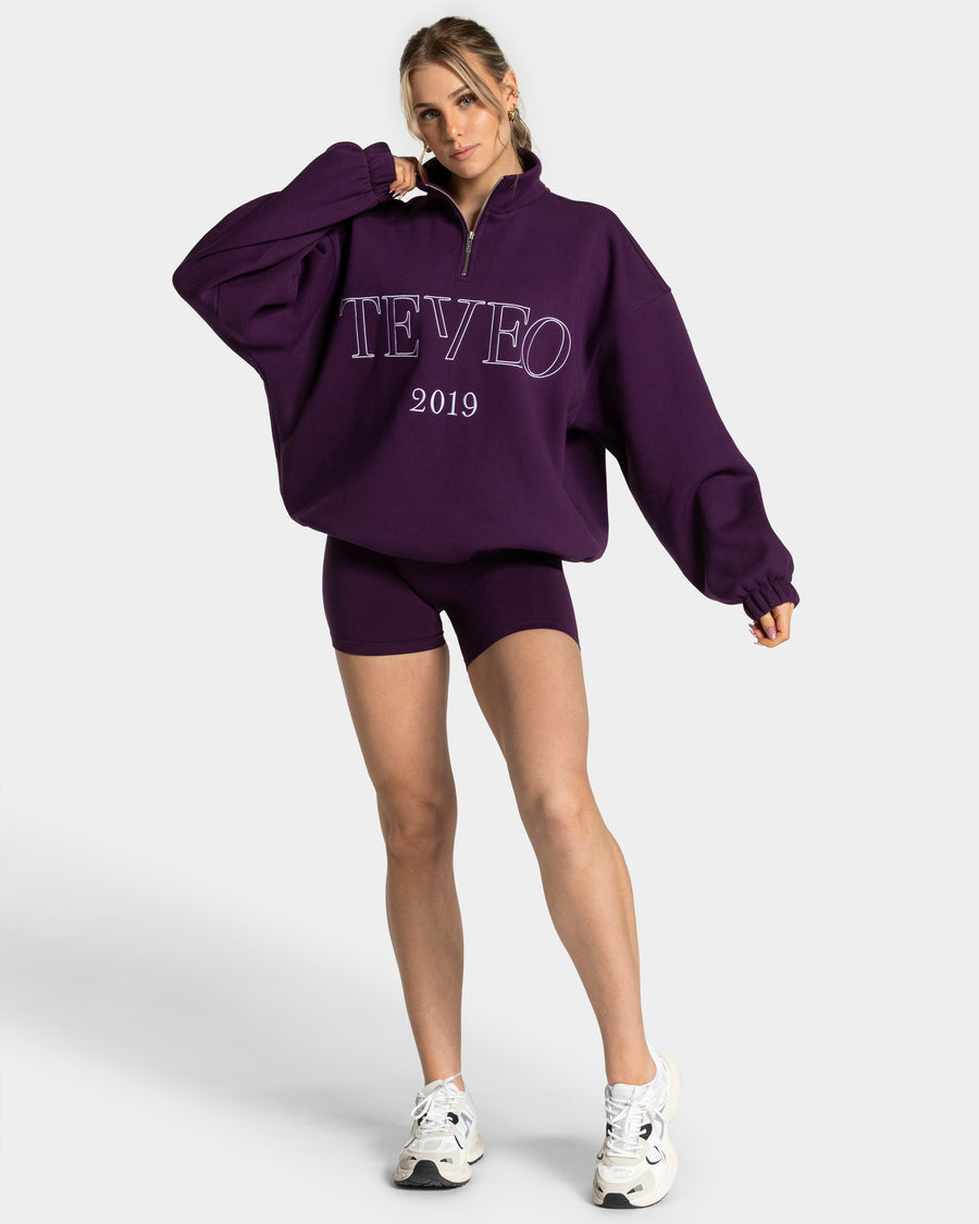 Sweat-shirt demi-zippé Femme « aubergine »