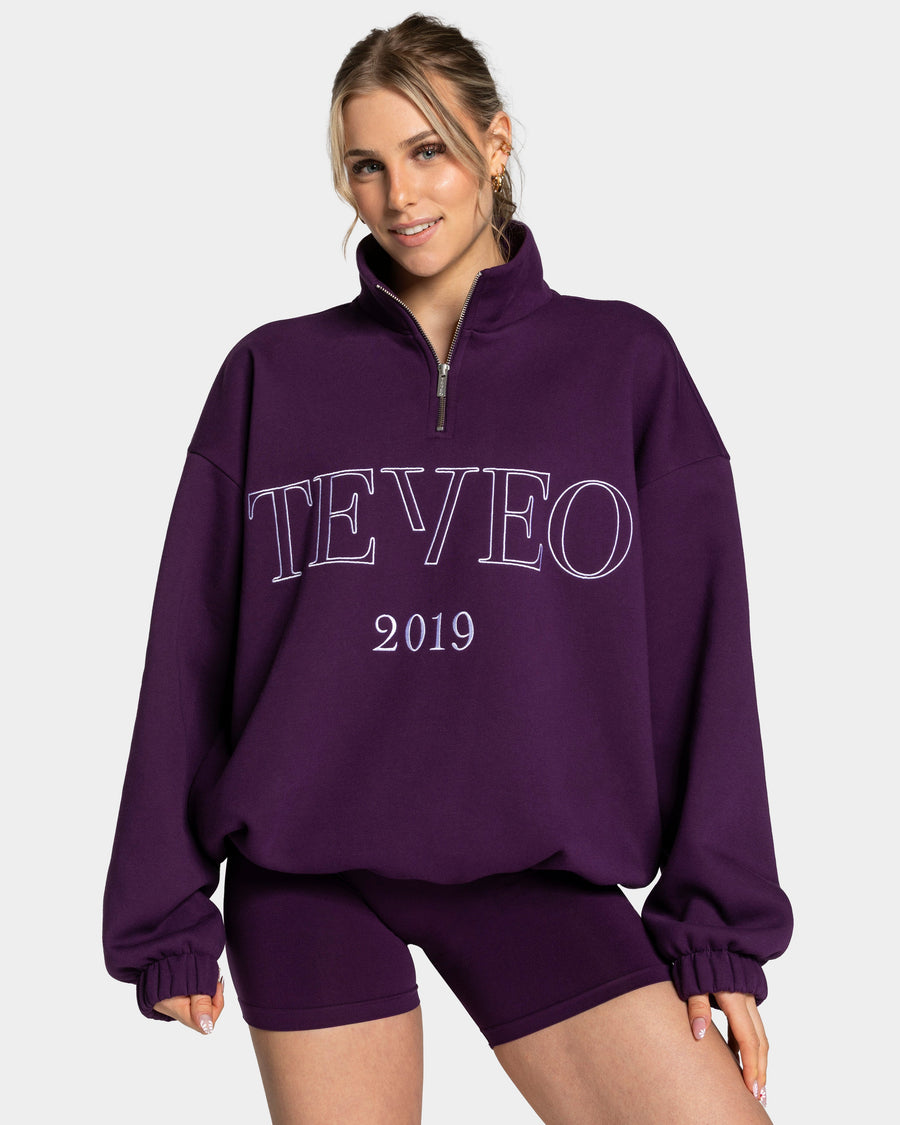 Sweat-shirt demi-zippé Femme « aubergine »