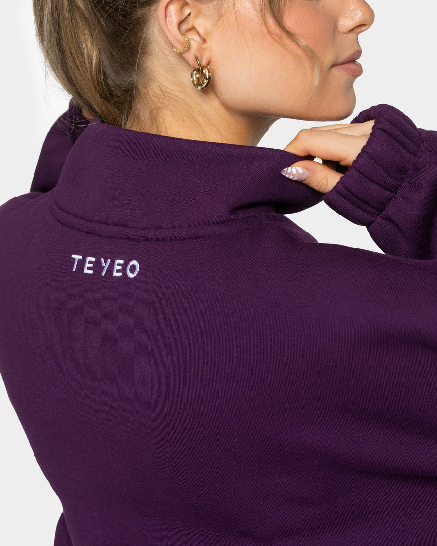 Sweat-shirt demi-zippé Femme « aubergine »
