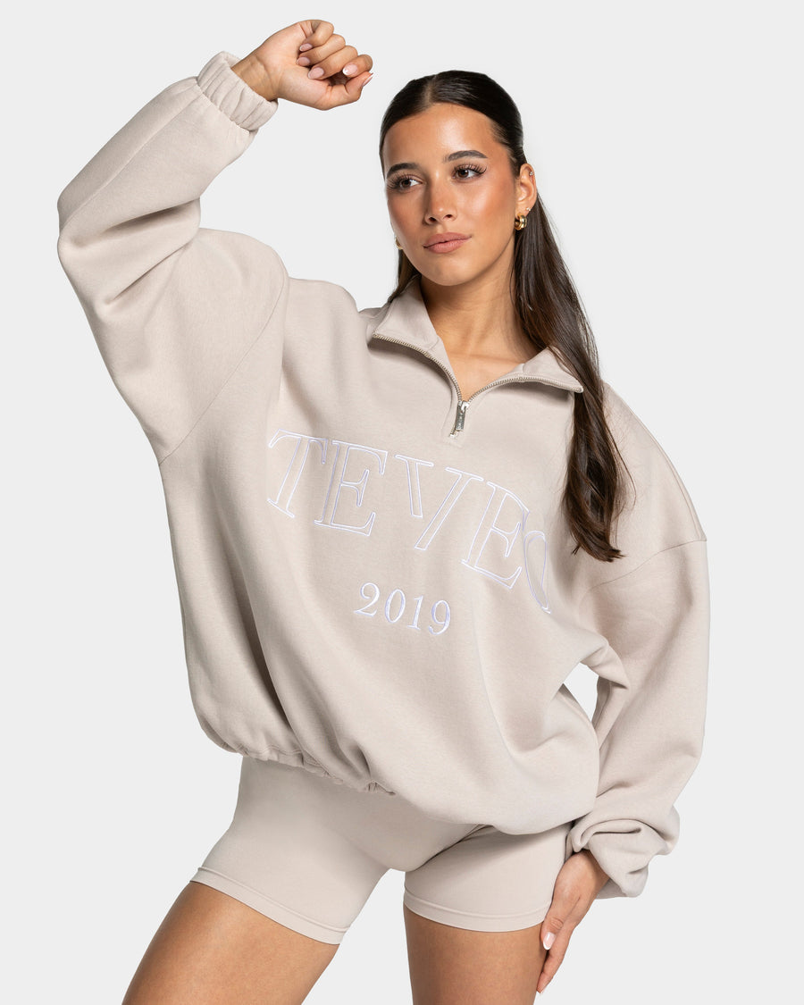 Sweat-shirt demi-zippé Femme « cream »