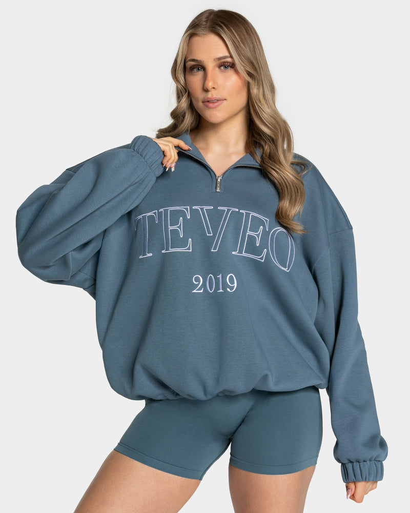 Sweat-shirt demi-zippé Femme « teal »