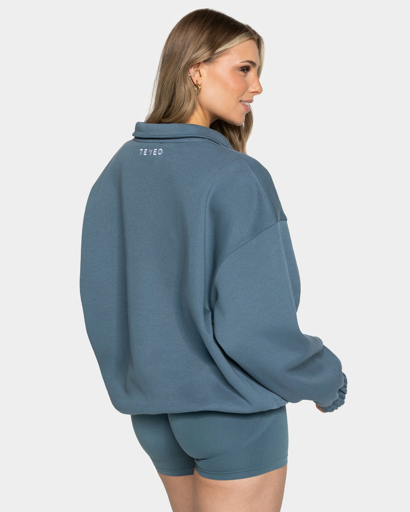 Sweat-shirt demi-zippé Femme « teal »