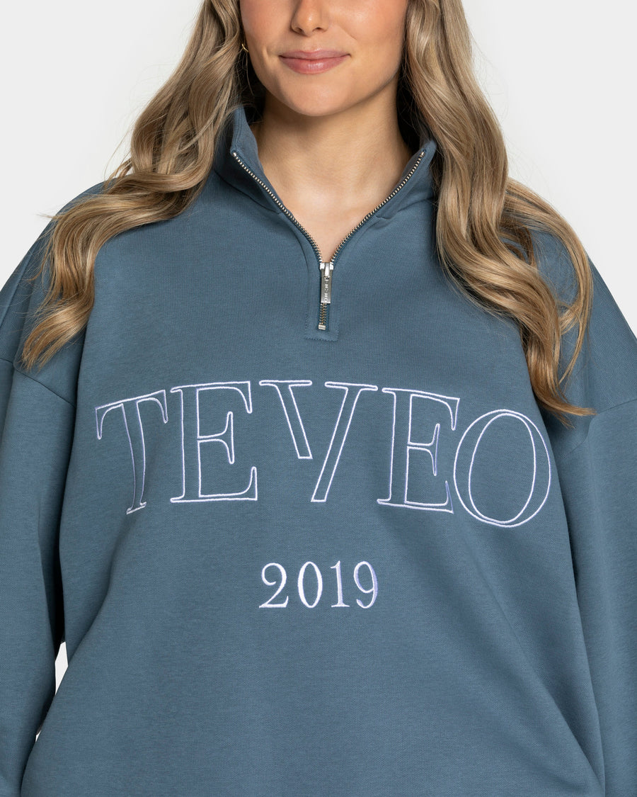 Sweat-shirt demi-zippé Femme « teal »