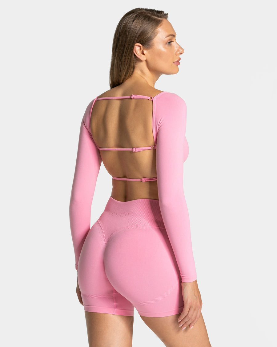 Haut à manches longues Backless Femme « rose »