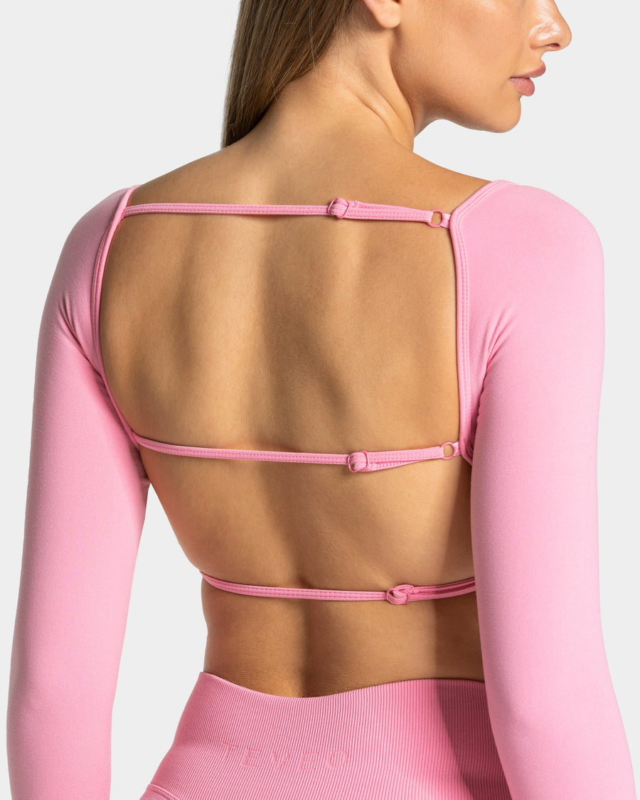 Haut à manches longues Backless Femme « rose »