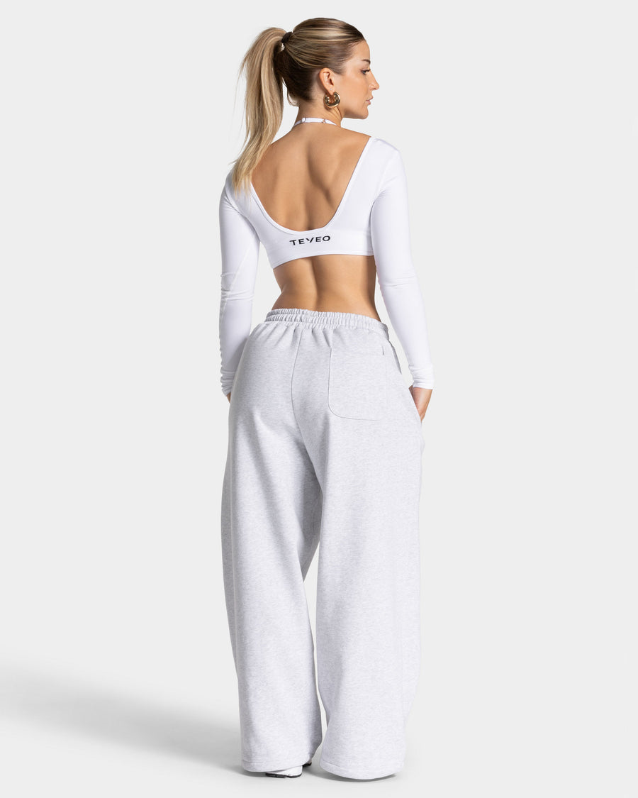Pantalon de jogging Contrastline Wide Leg « blanc chiné »