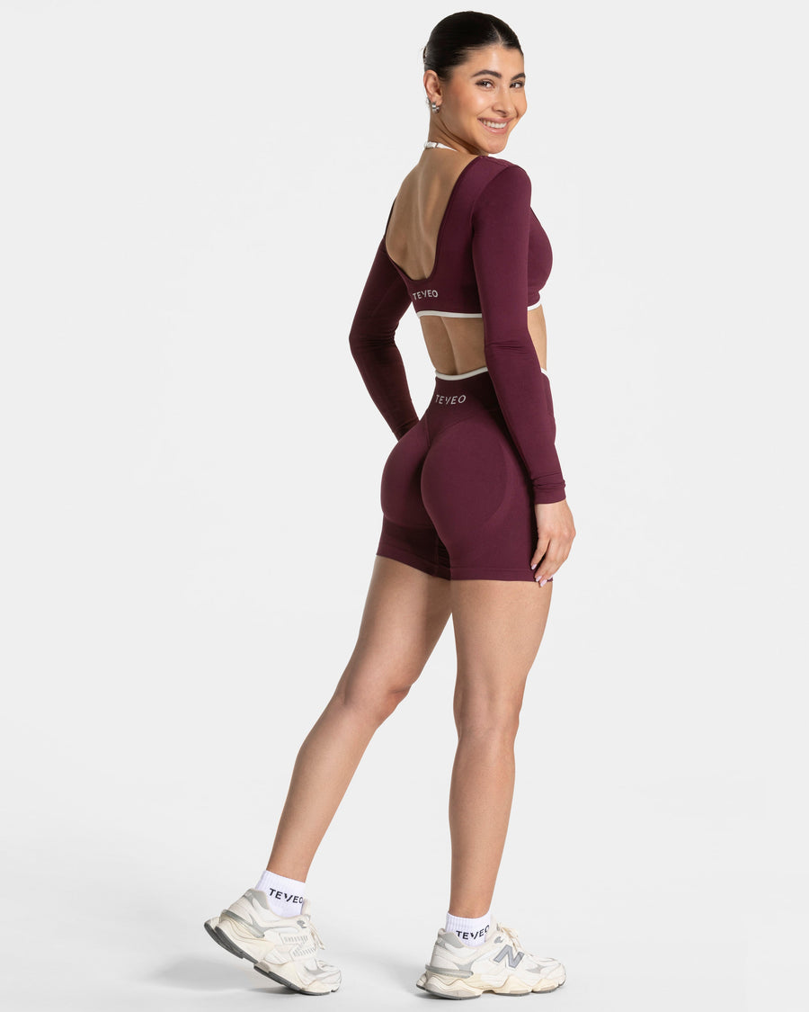 Haut à manches longues Contrastline « prune »