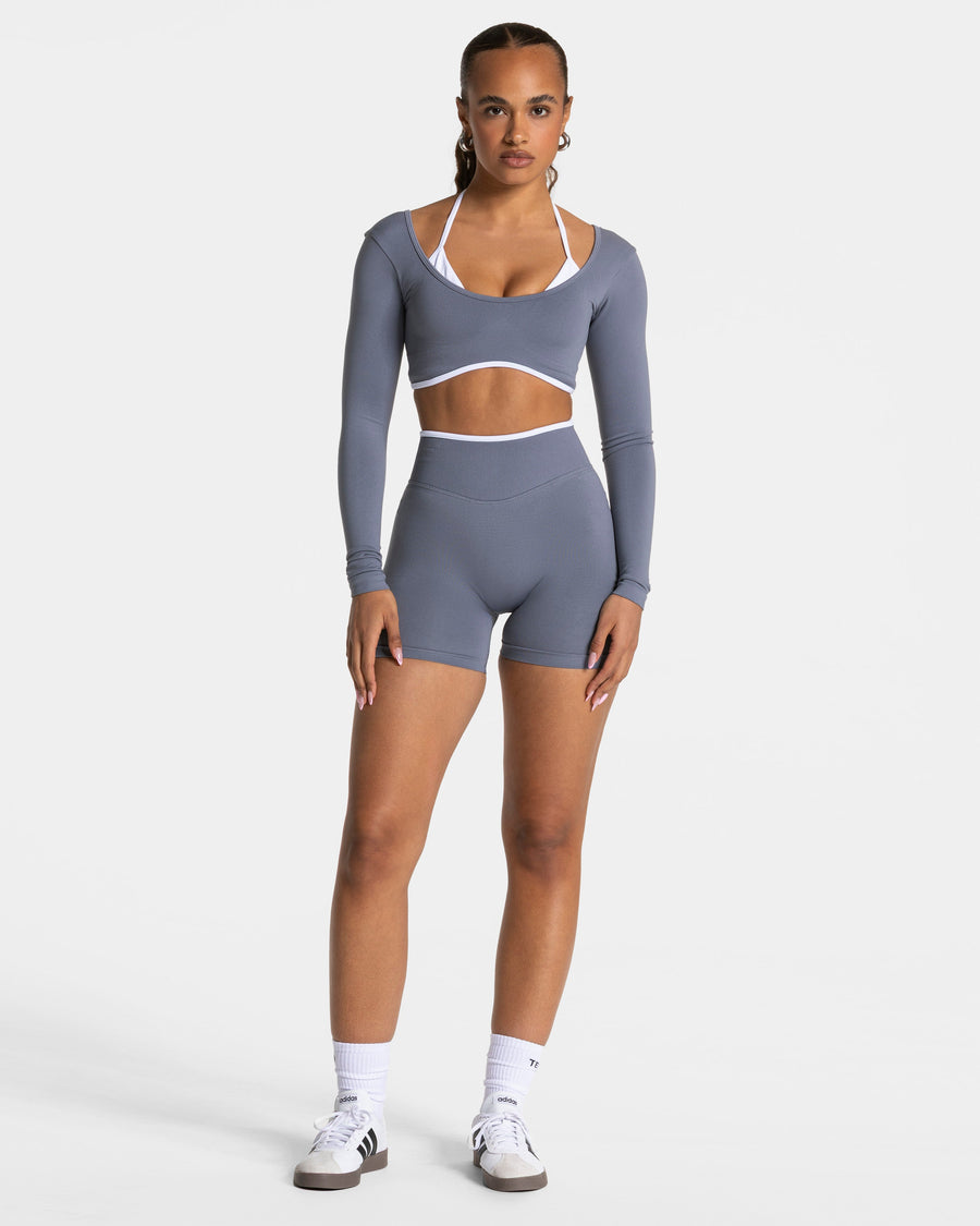Short Sculpt scrunch Contrastline « argenté »