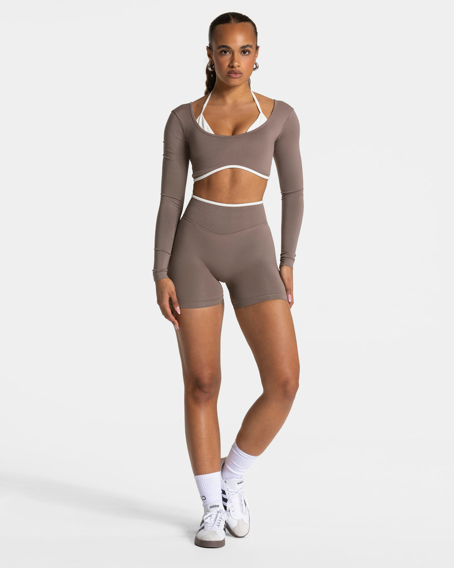Short Contrastline Sculpt scrunch « moka »