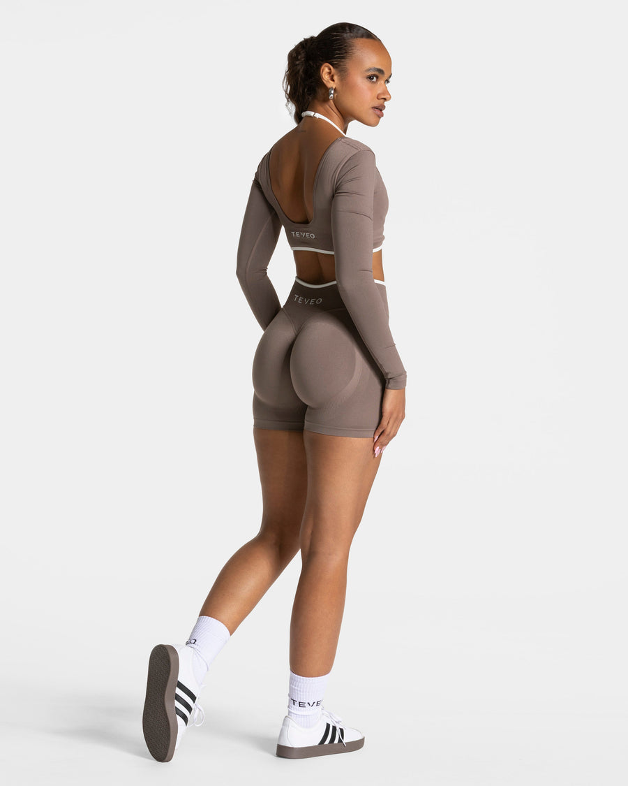 Short Contrastline Sculpt scrunch « moka »