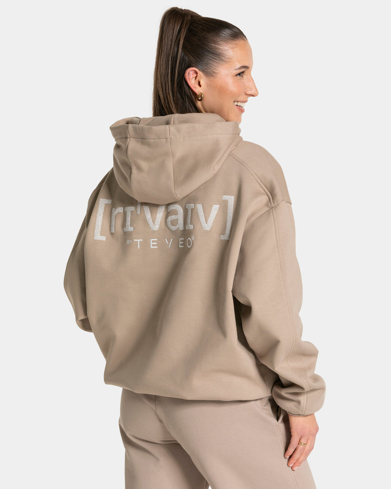 Sweat à capuche oversize RI’VAIV « taupe »