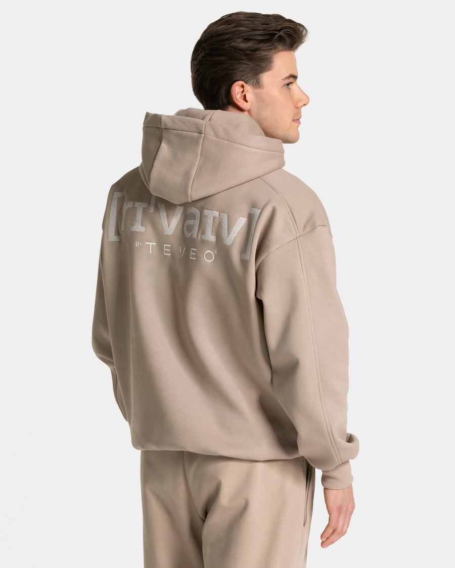 Sweat à capuche oversize RI’VAIV « taupe »